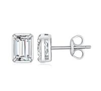 JewelryPalace Emerald Cut 1ct Cubic Zirconia Solitaire Stud Earrings for Women, 14K White Gold Plated Earrings for Her, Classic Simulated Diamond Earrings Jewellery Sets