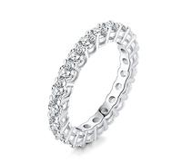 JewelryPalace Eternity Cubic Zirconia Wedding Band Stacking Ring Ehancer 14K White Gold Plated L