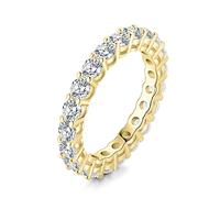 JewelryPalace Eternity Cubic Zirconia Wedding Band Stacking Ring Ehancer 14K Yellow Gold 925 Sterling Silver 10