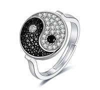 JewelryPalace Gothic Vintage Crown Cubic Zirconia Ring For Women, Star Tiara 14K White Gold Plated 925 Sterling Silver Cocktail Rings for Girl, Size P