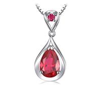 JewelryPalace Infinity 4.5ct Created Ruby Pendant Necklace for Women, Red Gemstone 925 Sterling Silver 14k White Gold Plated Necklace, Gemstone Necklace 18 Inches Chain Jewellery Set