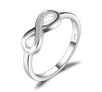 JewelryPalace Infinity Forever Love Knot Promise Ring for her, White Gold Plated 925 Sterling Silver Rings for Women, Anniversary CZ Simulated Diamond Ring, Girls Womens Jewellery Gifts