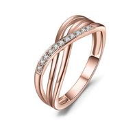 JewelryPalace Infinity Knot Round Cut CZ Stackable Wedding Ring Eternity Bands for Women, Cubic Zirconia 14K Rose Gold Plated Promise Ring for Her Size P
