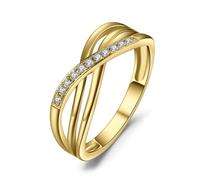 JewelryPalace Infinity Knot Round Cut CZ Stackable Wedding Ring Eternity Bands for Women, Cubic Zirconia 14K Yellow Gold Plated Promise Ring for Her Size O