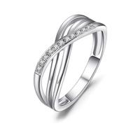 JewelryPalace Infinity Knot Round Cut CZ Stackable Wedding Ring Eternity Bands for Women, Cubic Zirconia 14K White Gold Plated Promise Ring for Her Size N
