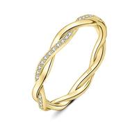 JewelryPalace Love Rope Infinity Cubic Zirconia Wedding Band for Women, Twisted 14K Yellow Gold 925 Sterling Silver Promise Ring for Her, Wave Simulated Diamond Anniversary Stackable Rings K