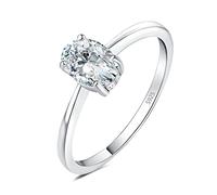 JewelryPalace Oval Cut 8 * 6mm 1ct Cubic Zirconia Solitaire Engagement Rings for Women, Classic 925 Sterling Silver Promise Ring for Her, Simulated Diamond Anniversary Wedding Ring VVS D-F 7.5