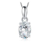 JewelryPalace Oval Cut 8 * 6mm 1ct Cubic Zirconia Solitaire Pendant Necklace for Women, Classic Simulated Diamond 925 Sterling Silver 14k White Gold Plated Necklaces for Her VVS D-F, 18 Inch Box chain