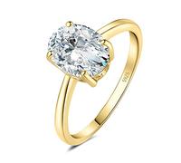 JewelryPalace Oval Shape 1ct 2ct Cubic Zirconia Solitaire Engagement Rings for Women, Classic 925 Sterling Silver Promise Ring for Her, Simulated Diamond Anniversary Wedding Ring VVS D-F