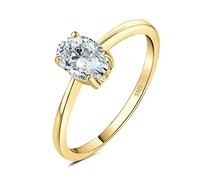 JewelryPalace Oval Shape 1ct 2ct Cubic Zirconia Solitaire Engagement Rings for Women, Classic 925 Sterling Silver Promise Ring for Her, Simulated Diamond Anniversary Wedding Ring VVS D-F