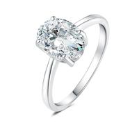 JewelryPalace Oval Shape 1ct 2ct Cubic Zirconia Solitaire Engagement Rings for Women, Classic 925 Sterling Silver Promise Ring for Her, Simulated Diamond Anniversary Wedding Ring VVS D-F