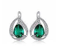 JewelryPalace Pear 3.7ct Simulated Green Nano Russian Emerald Hoop Earrings Solid 925 Sterling Silver