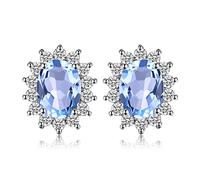 JewelryPalace Princess Diana Kate Middleton Class Gemstone Birthstone Purple Amethyst Stud Earrings for Women, 14k Rose Gold Plated 925 Sterling Silver Earrings for Women, Earings Set