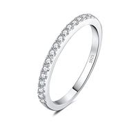 JewelryPalace Round 0.51ct Lab Created Cubic Zirconia Rings For Women, 925 Sterling Silver 14k White Gold Plated Rings For Her Gemstone, Size 8.5