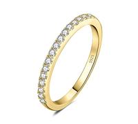 JewelryPalace Round 0.51ct Lab Created Cubic Zirconia Rings For Women, 925 Sterling Silver 14k Yellow Gold Plated Rings For Her Gemstone, Size 5