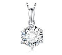 JewelryPalace Round 1ct 2ct 3ct Cubic Zirconia Solitaire Pendant Necklace for Women, 925 Sterling Silver 14k White Gold Plated Necklaces, Classic Simulated Diamond Jewellery Set, 18 Inches chain