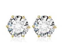 JewelryPalace Round Cut 2-6ct Cubic Zirconia Solitaire Stud Earrings for Women, 925 Sterling Silver 14k White Yellow Rose Gold Plated Earring for Her, Classic Simulated Diamond Earrings Jewellery Sets