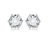 JewelryPalace Round Cut 6.5mm 2ct Moissanite Solitaire Stud Earrings for Women, 925 Sterling Silver Earrings for Her, Classic Simulated Diamond Earrings VVS D-F