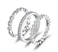 JewelryPalace White Gold Plated 925 Sterling Silver Promise Rings for Women, Wedding Eternity Engagement Rings for her, Infinity Anniversary Simulated Diamond Ring Set, Girls Womens Jewellery Gifts