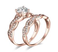 JewelryPalace White Gold Plated 925 Sterling Silver Promise Rings for Women, Wedding Eternity Engagement Rings for her, Infinity Anniversary Simulated Diamond Ring Set, Girls Womens Jewellery Gifts