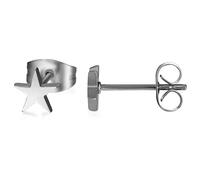 JewelryWe 2pcs Mens Women Star Stud Earrings Polished Stainless Steel 6mm