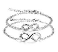 JewelryWe 2pcs Valentine's Day Gifts Stainless Steel Matching Infinity Endless Love Bracelets Set for Men Women