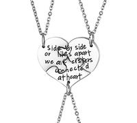 JewelryWe 3PCS Friendship Love Heart Puzzle Pendant Necklace Set Sisters Friends Gifts Stainless Steel Split Heart Pendant Chain