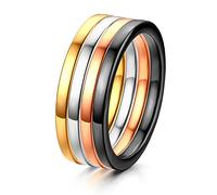 JewelryWe 4PCS 2MM Knuckle Stacking Rings Stainless Steel Bands for Women Girls Promise Engagement Wedding Band(Size N)