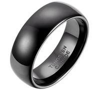 JewelryWe 8mm Black IP Comfort Fit Classic Dome Men's Ladies Unisex Tungsten Carbide Ring Anniversary/Engagement/Wedding Band : UK Size - Z+1