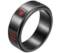 JewelryWe 8MM Spinner Ring Stainless Steel Lucky Retro Dice Pattern Rotatable Ring Men Women Anxiety Relief Rings,Black(US 12)