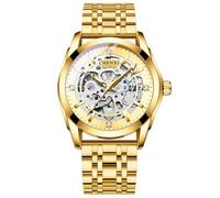 JewelryWe Automatic Watches for Men: Self-Winding Mechanical Diamond Markers 36-Hour Power Reserve Luminous Hands 3 ATM Waterproof Detachable Stainless Steel Band Wristwatch