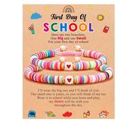 JewelryWe Back to School Bracelet: Mommy and Me Dad and Son Mother and Daughter First Day of Preschool Kindergarten 1st Grade 2nd Grade School Gift