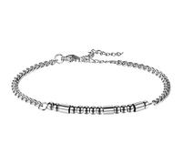 JewelryWe BFF Morse Code Bracelet: Silver Tone Adjustable Stainless Steel Bead Jewelry Best Friends Bracelets for Her