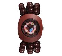 JewelryWe Bohemian Wooden Elastic Watch: Handcrafted Tonneau Beaded Wood Bracelet Watches Floral Dial with Stretch Band Analog Quartz Wristwatch for Women