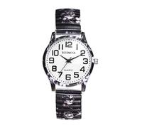 JewelryWe Boho Watches for Women: Ladies Bohemian Elastic Expansion Band Quartz Easy Read Large Dial Stainless Steel Colorful Stretch Strap Wriststwatch
