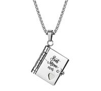 JewelryWe Book Necklace for Mom: My Little Star Openable 6 Page 316L Stainless Steel Books Pendant Gift from Daughter Son for Mother's Day