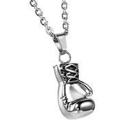 JewelryWe Boxing Glove Pendant Necklace: Men Stainless Steel Punk Boys Fighting Gloves Necklaces Hip Hop Necklaces with 22 Inch Chain & Gift Bag