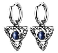 JewelryWe Celtic Knot Dangling Earrings: Men's Norse Stainless Steel Trinity Knot Eye Dangle Hoop Earrings Irish Gothic Jewelry Gif