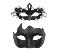 JewelryWe Couple Pair Masquerade Masks: Men Women Half Face Masks for Halloween Mardi Gras Venetian Party Ball Costumes