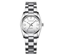 JewelryWe Couple Watches Gift Set: His and Hers Stainless Steel Wristwatch Analog Big Numerals Lunimous Hands Quartz Watch Casual Business Dressing Watches
