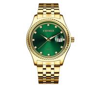 JewelryWe Couple Watches Gold Plated Stainless Steel Wristwatch Calendar Quartz Watch Men Women His and Her Matching Watch Set