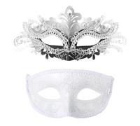 JewelryWe Couples Masquerade Mask Set: Unisex Venetian Half Face Masks Halloween Mardi Gras Costume Accessories