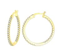 JewelryWe Cubic Zirconia Hoop Earrings: Women Gold Brass 15 20 30mm Hypoallergenic CZ Plated Delicate Ladies Small Huggie Earrings