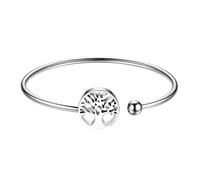 JewelryWe Cuff Bracelet with Classic Tree of Life Charm Open Cuff Bangle Bracelets for Women Girls