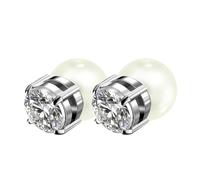 JewelryWe CZ Magnetic Pearl Earrings: Men Women 6-10 mm Non-Pierced White Bread Pearl Cubic Zircon Hypoallergenic Clip On Fake Earrings Jewelry Gift