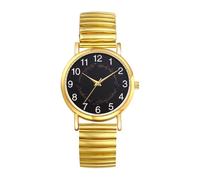 JewelryWe Elastic Bamd Watch for Women: Ladies Quartz Analog Easy Read Large Arabic Numerals Stainless Steel Expansion Strap Wristwatch