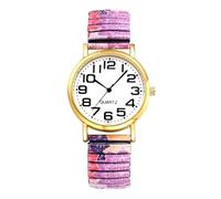 JewelryWe Elastic Wathces for Women: Floral Ladies Expanding Bracelet Easy Reader Analog Quartz Bohemia Stretch Band Casual Expansion Band Wristwatch