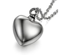 JewelryWe Free Engraving Stainless Steel Polished Hold My Heart Pendant Cremation Urn Necklace Ashes Keepsake Memorial - Customized Gift Mother