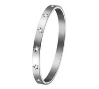 JewelryWe Gold Bangles for Women: Ladies Stainless Steel Star Cubic Zirconia Charm Cuff Bracelets Gifts for Mother's Day Wedding Couples Birthdays