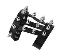 JewelryWe Gothic Punk Studded Bracelet: Unisex Halloween Hand-Back PU Leather Wristband Glove Adjustable Rock Biker Wide Cuff for Parties Cosplay